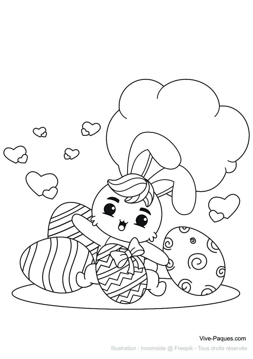 Lapin avec des œufs de Pâques (coloriage à imprimer gratuitement) Lapin avec des œufs de Pâques (coloriage à imprimer gratuitement)