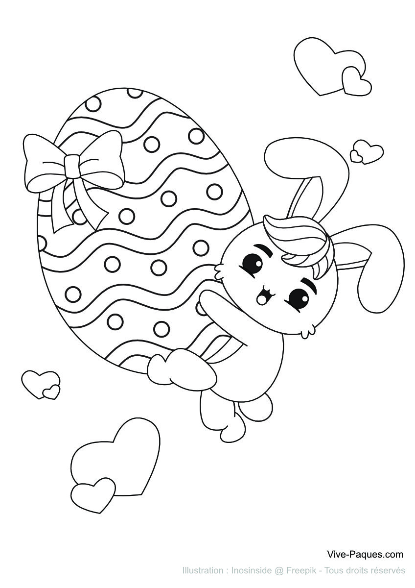 Lapin tient un gros œuf de Pâques (coloriage à imprimer gratuitement) Lapin tient un gros œuf de Pâques (coloriage à imprimer gratuitement)