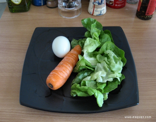 Ingrédients : poussin crudités de Pâques